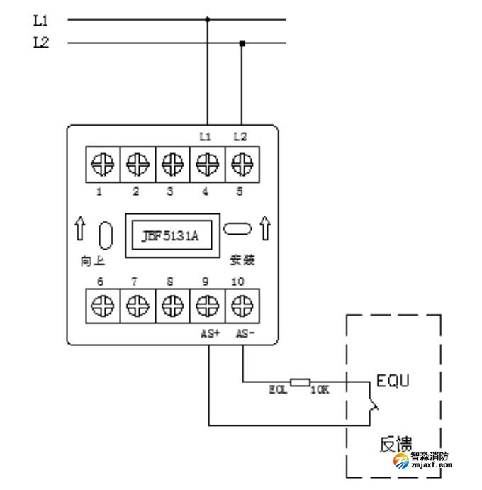 JBF5131A輸入模塊無(wú)源常開(kāi)信號(hào)接線圖