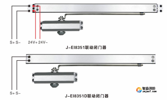 J-EI8351、J-EI8351D一體式聯(lián)動閉門器接線圖