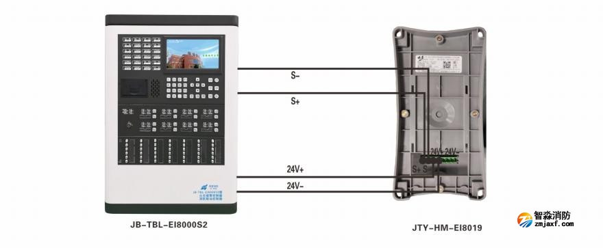 JTY-HM-EI8019型線型光束感煙火災(zāi)探測器接線圖