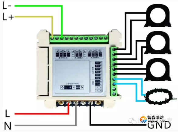 FS8261組合式電氣火災(zāi)監(jiān)控探測(cè)器接線圖