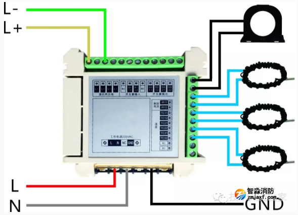 FS8260組合式電氣火災(zāi)監(jiān)控探測(cè)器接線圖